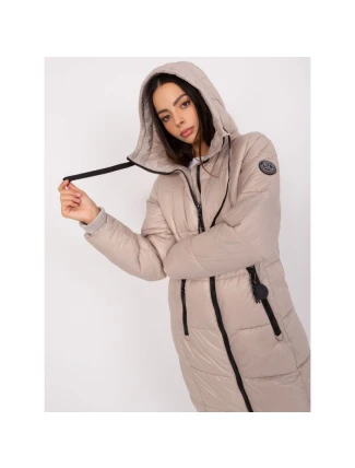 Dámská zimní bunda béžová prošívaná SUBLEVEL s délkou ke kolenům (D50048X44518B3)