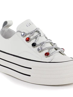 Dámské kožené tenisky na paltform white Goe T2N4072