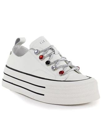 Dámské kožené tenisky na paltform white Goe T2N4072