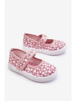 Dětské balerínky na suchý zip v potisku růžové Selah