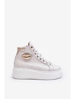 Dámské vysoké tenisky na zip Lemar bílé Katerin