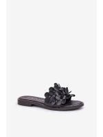 Zazoo 40381 Dámské Kožené Pantofle Na Plochém Podpatku Černé