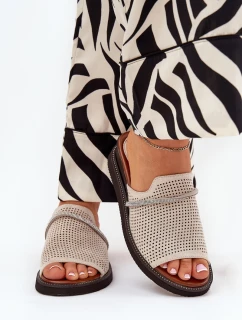 Dámské Klapky Na Klínu S Ozdobným Pásem Béžové Teriwes