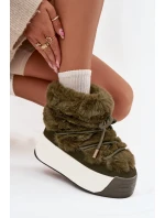 Dámské sněhule na masivní platformě s tkaničkami a kožešinou Kalivira