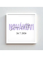 Personalizovaný magický fotoobraz v rámu - čtverec 20x20 - jména novomanželů Personalizovaný magický fotoobraz v rámu - čtverec 20x20 - jména novomanželů