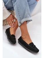 Dámské Ploché Klasické Semišové Mokasíny S.Barski LR51-548 Černé