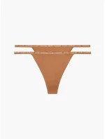 Dámské tanga 2pack QD3788E - W5K - Hnědá - Calvin Klein