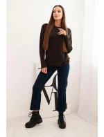 Svetr dámský z baby alpak s dlouhým rukávem hnědý Svetr dámský z baby alpak s dlouhým rukávem hnědý