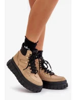 Dámské Zateplené Kotníkové Boty Na Platformě Hnědé Jelení