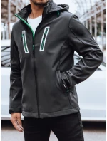 Pánská softshellová bunda s kapucí tmavě šedá FashionStreet TX4475 Pánská softshellová bunda s kapucí tmavě šedá FashionStreet TX4475