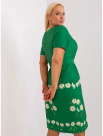 Dámské šaty plus size LK SK 505731.84 Zelená s potiskem - FPrice Dámské šaty plus size LK SK 505731.84 Zelená s potiskem - FPrice