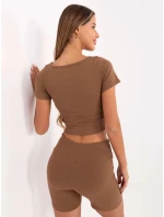 Hnědý dámský trojdílný komplet basic (7742)