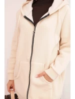 Dámská mikina s kapucí a zipem, béžová