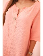 Dámská mušelínová košile s knoflíkem meruňka