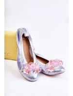 Zazoo 2749 Dámské Kožené Baletky S Křišťálky Bílo-Modré