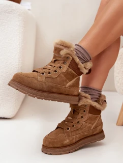 Dámské sněhule na platformě s kožešinkou Big Star – camel