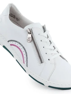 Dámské bílé kožené polobotky na zip Rieker 42424-80