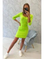Šaty s knoflíkovým výstřihem zelené neonové