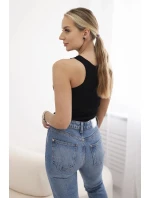 Žebrovaná blůza s třpytkami černá