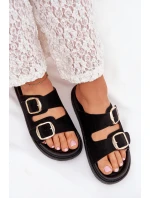 Dámské Sandały Na Platformě Se Zlatými Přezkami Černé Verena