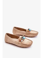 Dámské semišové mokasíny s krystaly Béžove Lucille