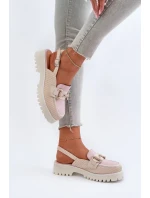 Dámské sandály na plochém podpatku s ozdobou Béžová D&A Dámské sandály na plochém podpatku s ozdobou Béžová D&A