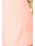 Dámské trapézové šaty v pastelově růžové barvě s rozšířenými rukávy model 7268097 Dámské trapézové šaty v pastelově růžové barvě s rozšířenými rukávy model 7268097