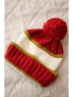 Dámská čepice Kinga K297 rudá+světlá khaki+ecru Dámská čepice Kinga K297 rudá+světlá khaki+ecru