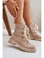 Zateplené boty z eko semiše na zip světlobéžové Caellita Zateplené boty z eko semiše na zip světlobéžové Caellita