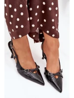 Lakovane Čerpadla S Otevřenou Patou A Pásky Černé Ravira