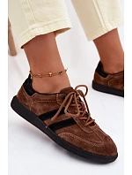 Kožené semišové dámské tenisky hnědé Ismina