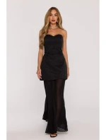 M893 Vrstvené korzetové šaty se šifonovou sukní - černé