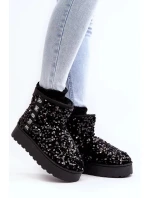 Dámské sněhule na platformě zdobené flitry, černá Silmo Dámské sněhule na platformě zdobené flitry, černá Silmo