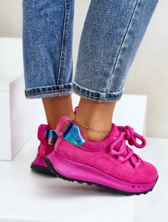Semišové Dámské Tenisky S Tlustým Šněrováním Artiker Fuchsie
