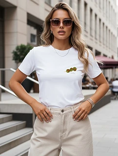 Dámské tričko s malým potiskem, bílé, FashionStreet NX8004RY
