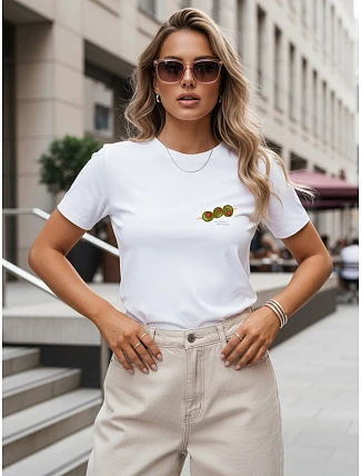 Dámské tričko s malým potiskem, bílé, FashionStreet NX8004RY Dámské tričko s malým potiskem, bílé, FashionStreet NX8004RY