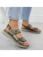 Dámské kožené hnědé sandály Rieker 60462-90 na suchý zip