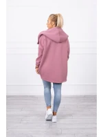 Krátká mikina na zip tmavě růžová