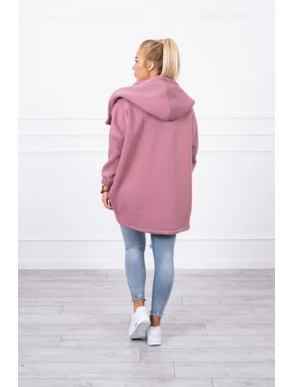 Krátká mikina na zip tmavě růžová
