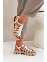 Kožené dámské sandály Zazoo 3695 zlaté Kožené dámské sandály Zazoo 3695 zlaté