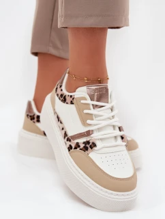Dámské Tenisky Na Platformě Big Star SS274357 Leopardí Bílá-Bežová