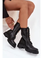 Dámské Botky Worker S Připínkami Zateplené Černé Lomina