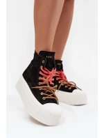 Semišové zateplené dámské tenisky na robustní platformě GOE SS2N4046 Černé