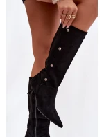 Dámské kozačky s ozdobnými detaily Hovelle – černé