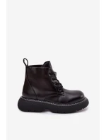 Dámské zateplené kotníkové boty na platformě s šněrováním Černé Harmine