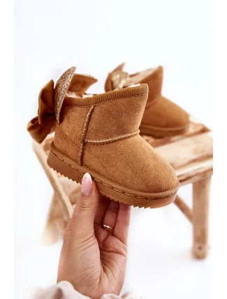 Dívčí teplé sněhule s mašlemi Velbloud Meriva