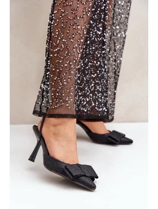 Lesklé lodičky s mašlí černé Gredan