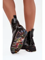 Dámské lakované boty Artiker – černé, zateplené, přírodní kůže