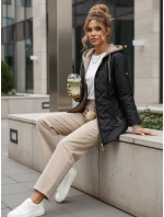 Dámská přechodná prošívaná bunda s prodlouženým střihem černá TY5606