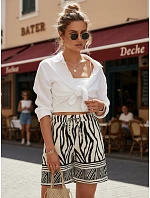 Dámské letní kraťasy s vázáním a černobílým potiskem FashionStreet SY0541 Dámské letní kraťasy s vázáním a černobílým potiskem FashionStreet SY0541